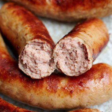 Grilled bockwurst.