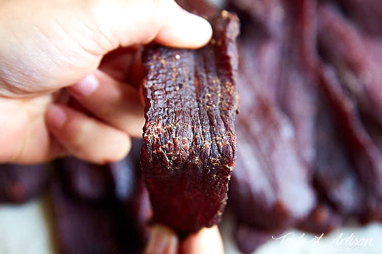 How to make beef jerky in the oven - bend test for readiness. | Taste of Artisan
