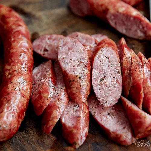 Making authentic Polish kielbasa (sausage) at home. Sliced hot.| Taste of Artisan