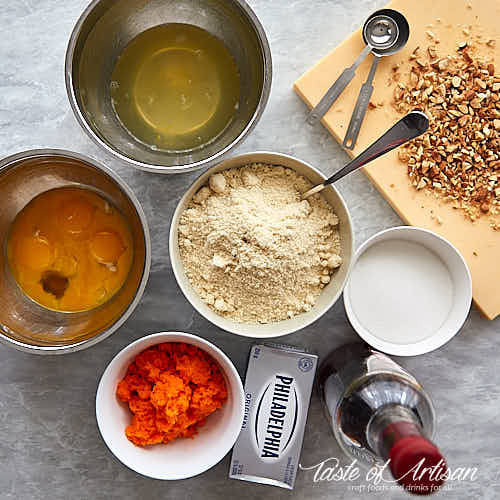 Ingredients for gluten free carrot cake.
