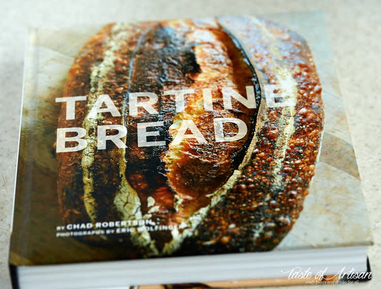 Tartine Bread book on a table.