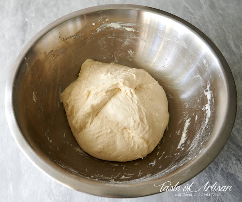 Bread dough after stretch and folds.