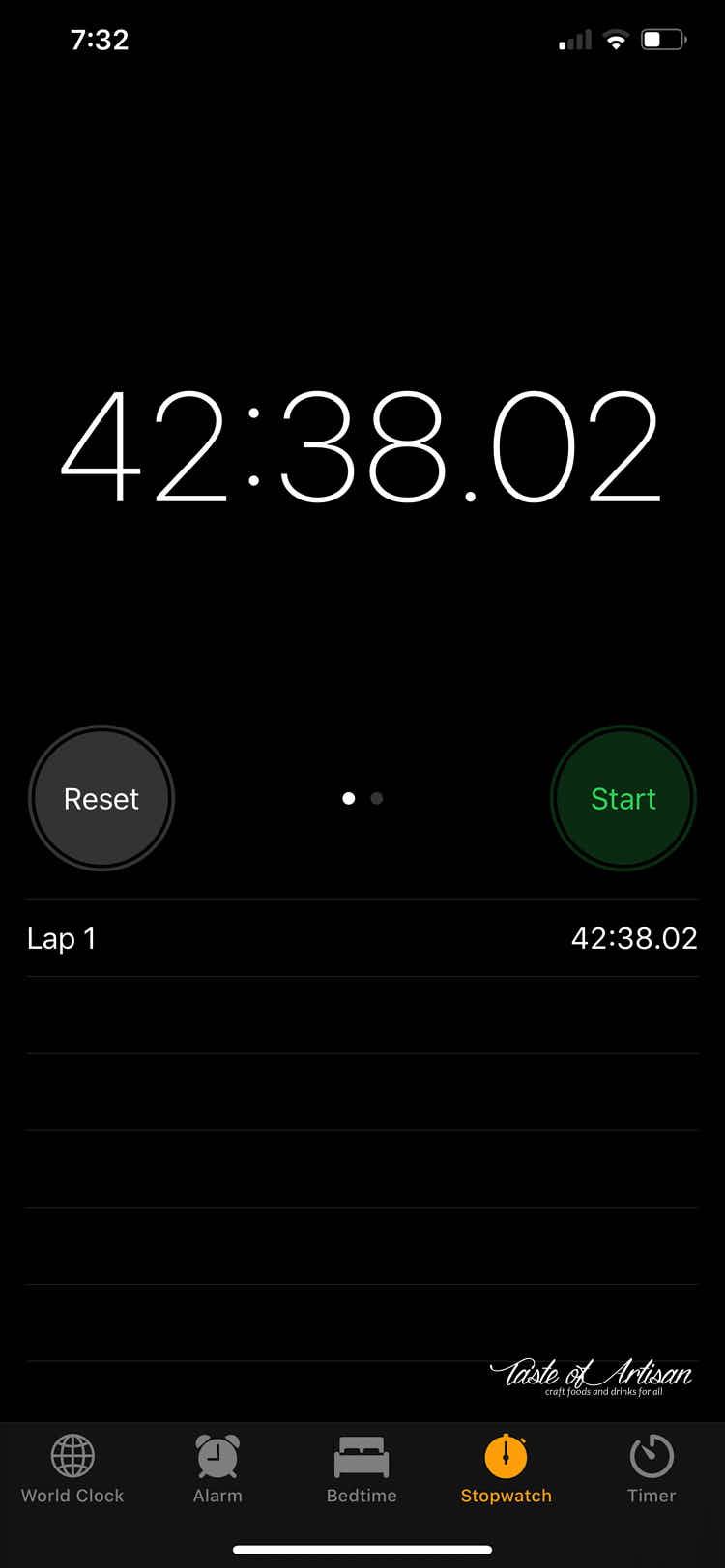 Timer that shows time it took to finish smoked kielbasa in the oven.