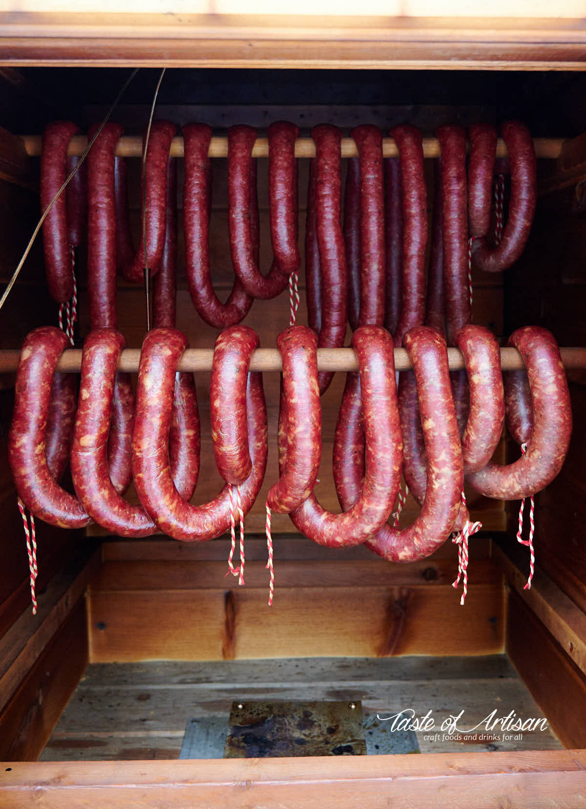 Smokehouse full of garlic sausage.