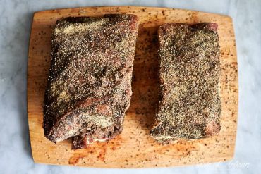 Sous vide beef ribs rubbed with spices