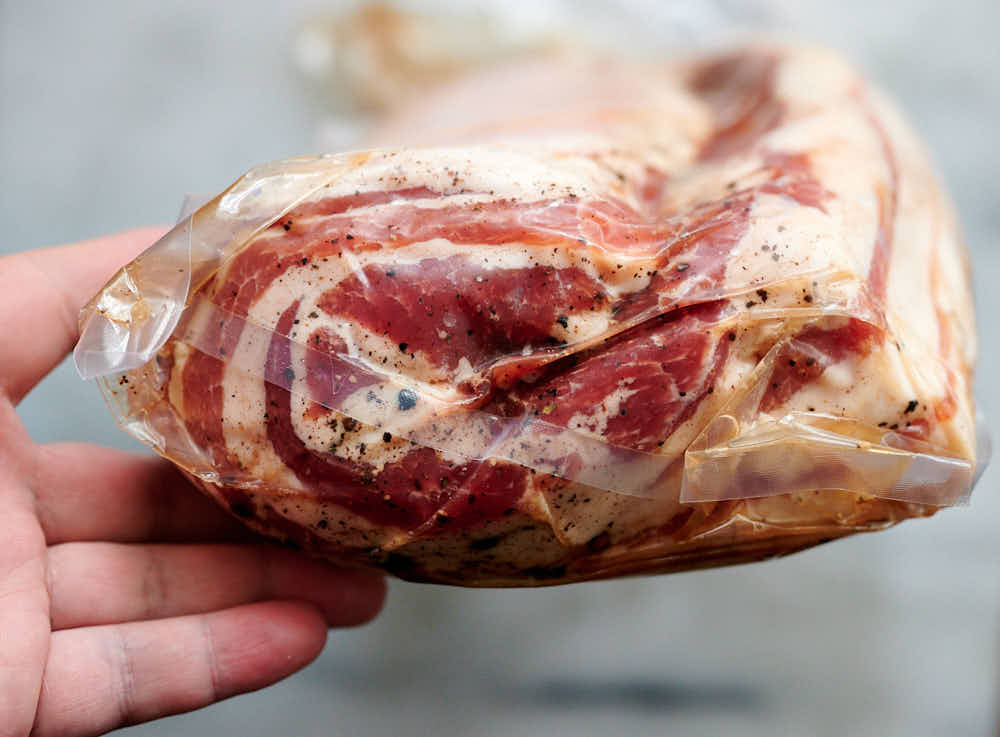 sealed in a bag pancetta curing