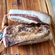 Close up of cured homemade guanciale