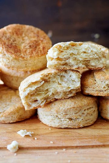 Sourdough biscuit fluffy with browned tops