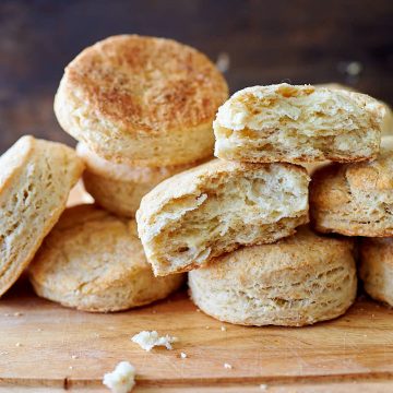 Sourdough biscuit fluffy with browned tops