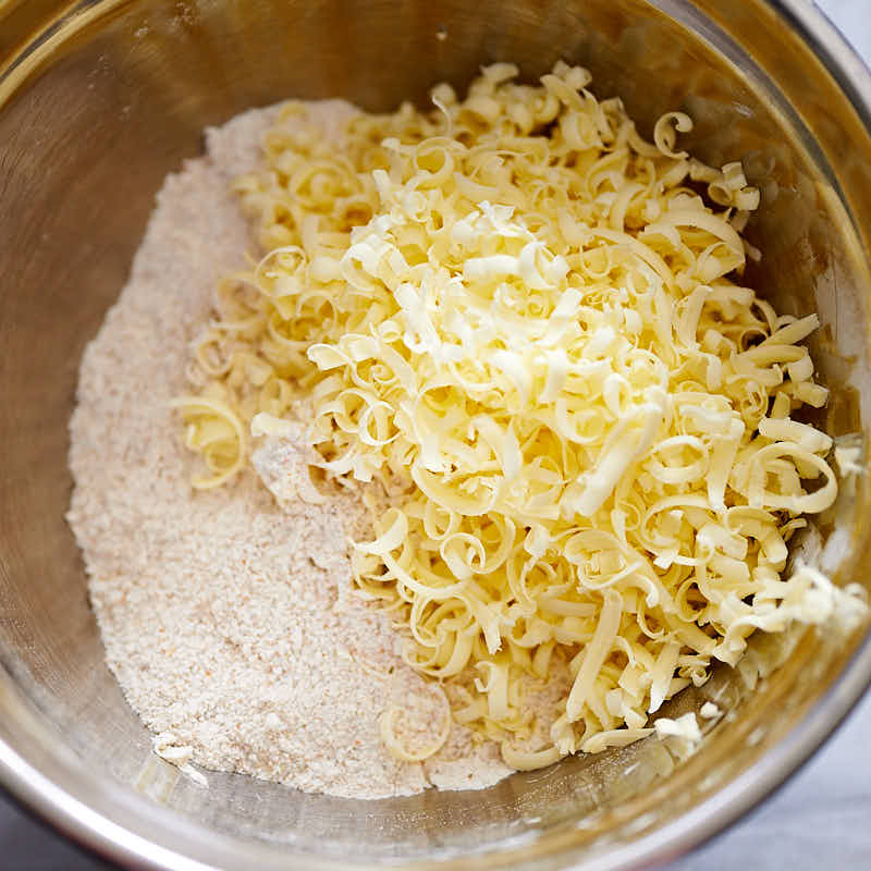 Shredding butter into flour mix