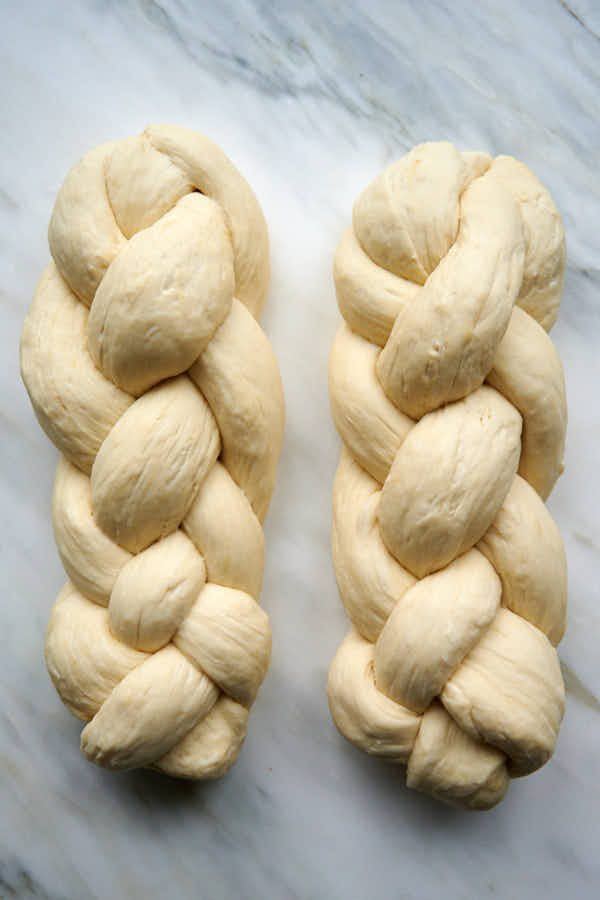 Making challah bread - 4-strand braid.