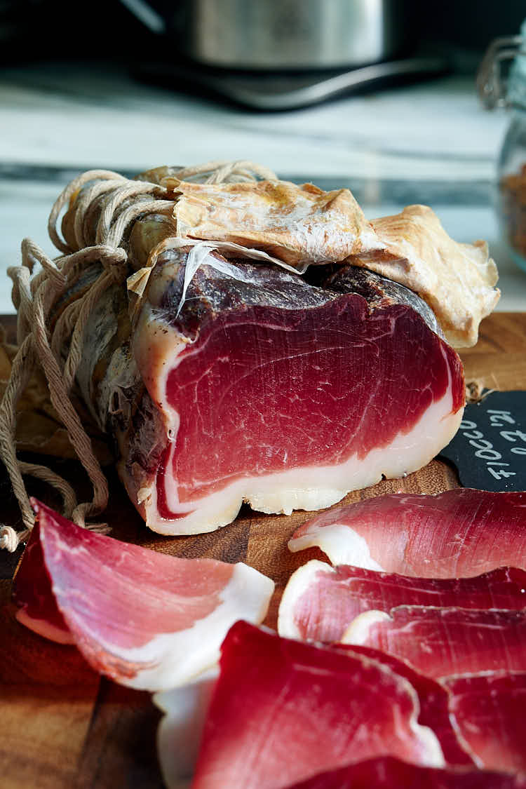 Sliced fiocco - Italian dry cured ham meat