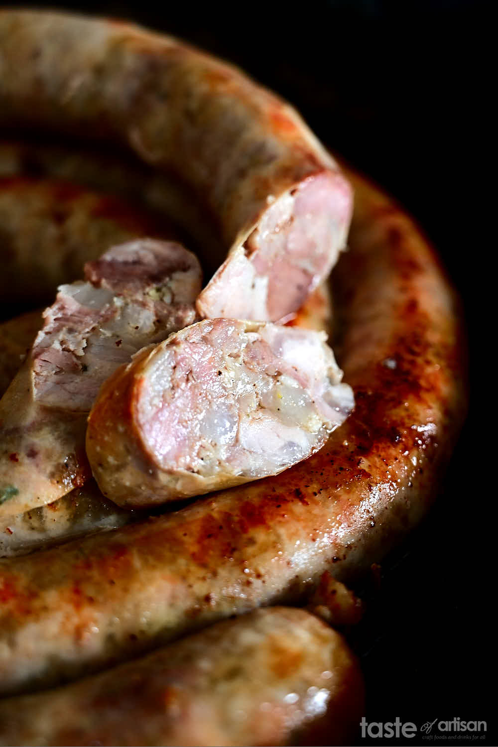 Ukrainian sausage in a cast iron pan
