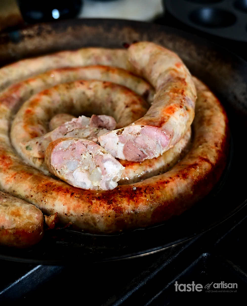 Ukrainian sausage, traditionally made with garlic, pepper, salt and bay leaf