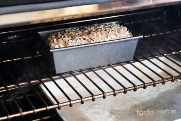 Baking beer bread in oven with steam.