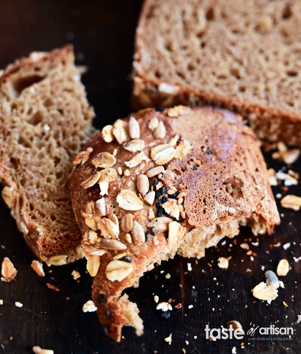 Beer bread crust with oats and seeds