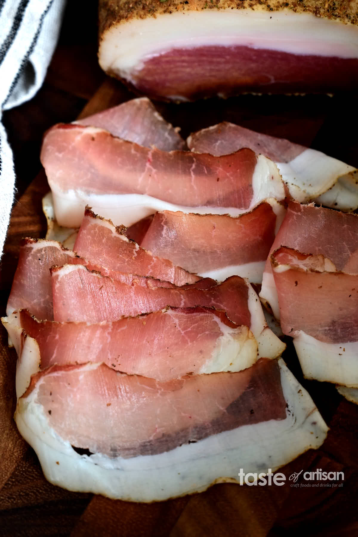 Thinly sliced homemade Tyrolean Karreespeck.