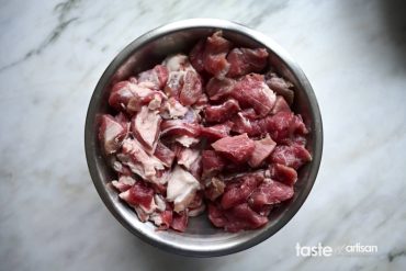 Fatty and lean pork butt pieces