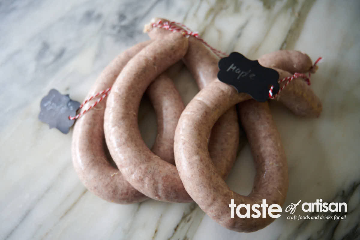 Sausage tied into links.