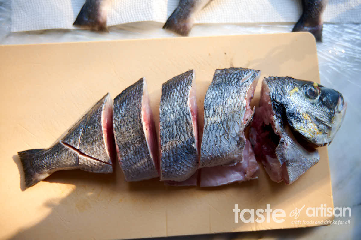 Sea Bream Fish Cut into Pieces